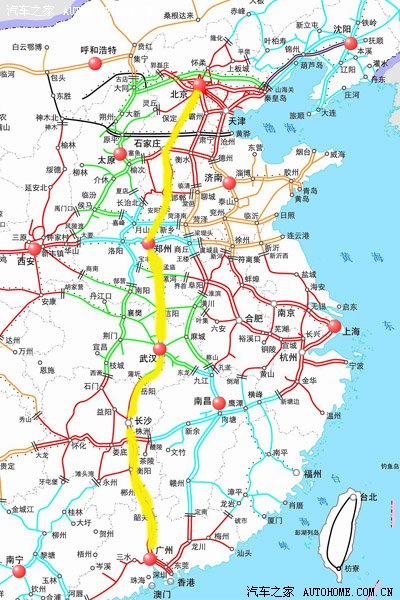 中国高速铁路运营线路图