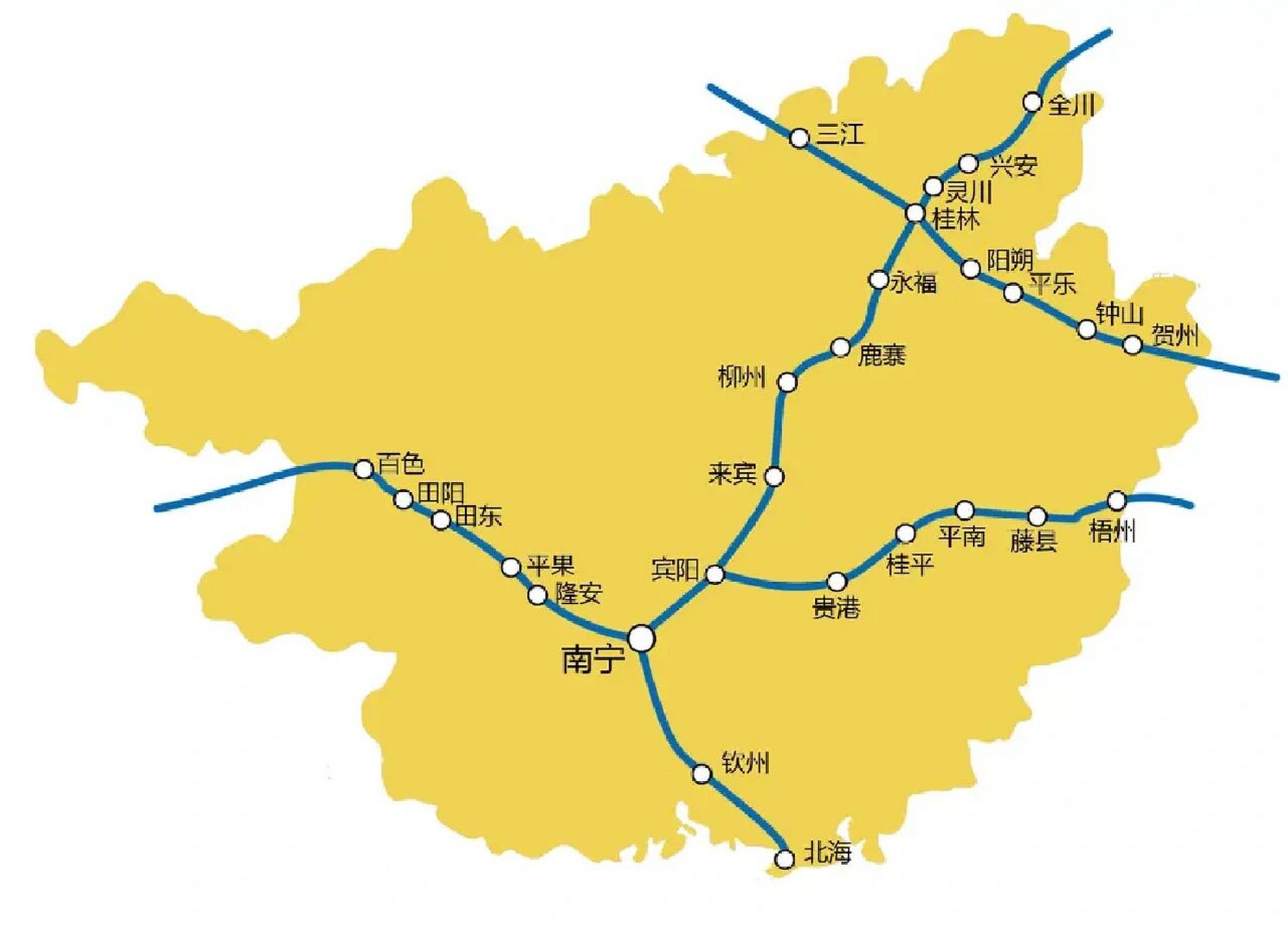 中国高速铁路经营线路图