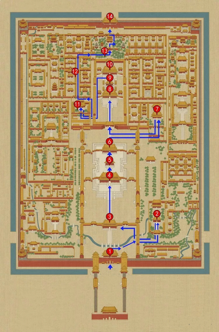 故宫参观路线图