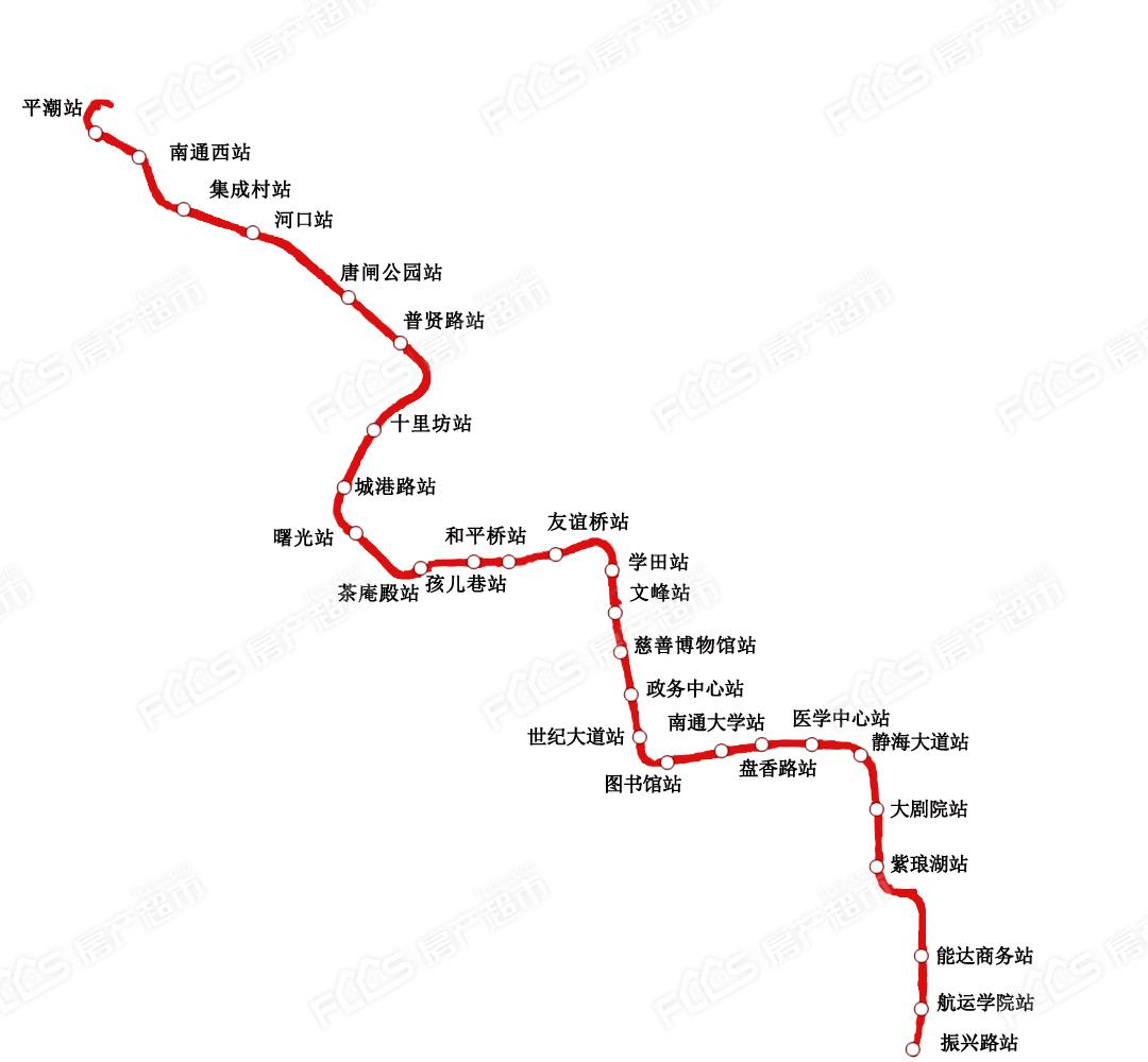 24年南通地铁一号线全程线路图