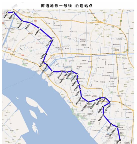 24年南通地铁一号线全程线路图